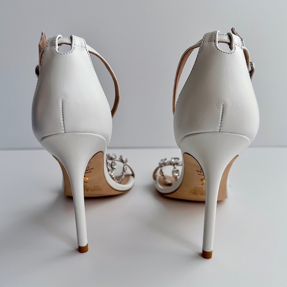 ✨New STUART WEITZMAN Stardust 100 Crystal Dress Sandals Bridal White Leather 7.5 - Picture 10 of 13
